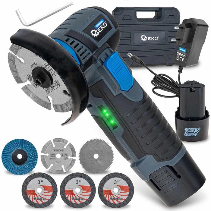 Geko G80654 bezvadu leņķa slīpmašīna, 12V