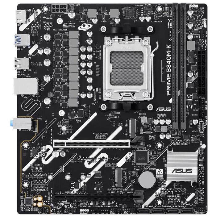 Asus PRIME B840M-K mātesplate 90MB1PK0-M0EAY0, 221mm, 244mm, 2xSATA, 2xM.2, 2xUSB 2.0, 4xUSB 3.2, 7.1 kanāli (90MB1PK0-M0EAY0)