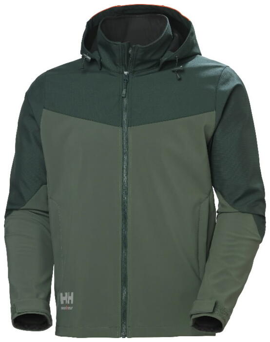 Softshell jaka Oxford, ar kapuci, zaļa/tumši