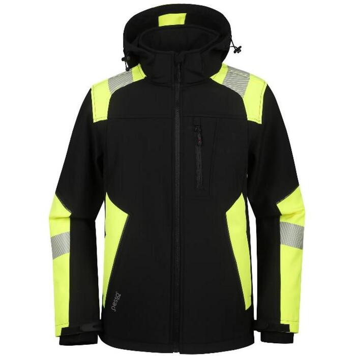 Softshell jaka Astra, melna/dzeltena, 5XL, Pesso (ASTRA_5XL&PESSO)