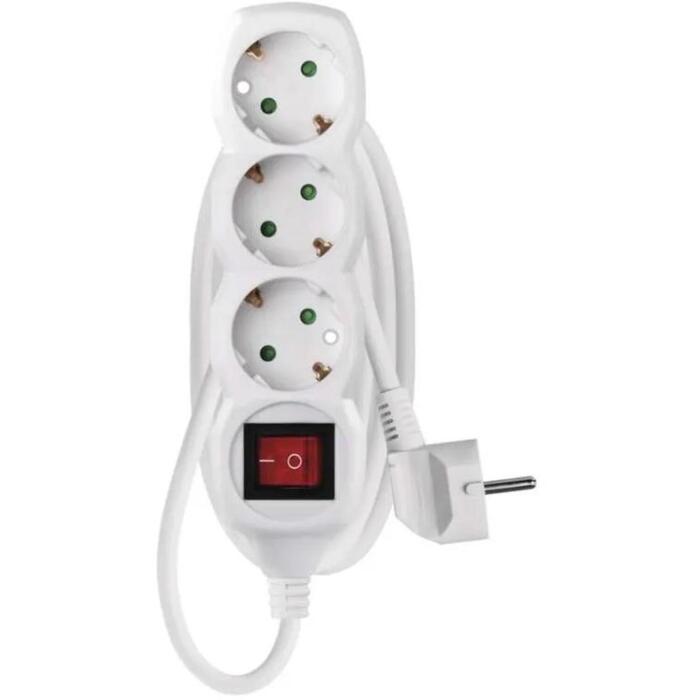 Emos Удлинитель P1321, 1,5 м, 3× 2P + PE GERMAN, PVC, 3680 Вт, с выключателем, защита от детей (P1321)