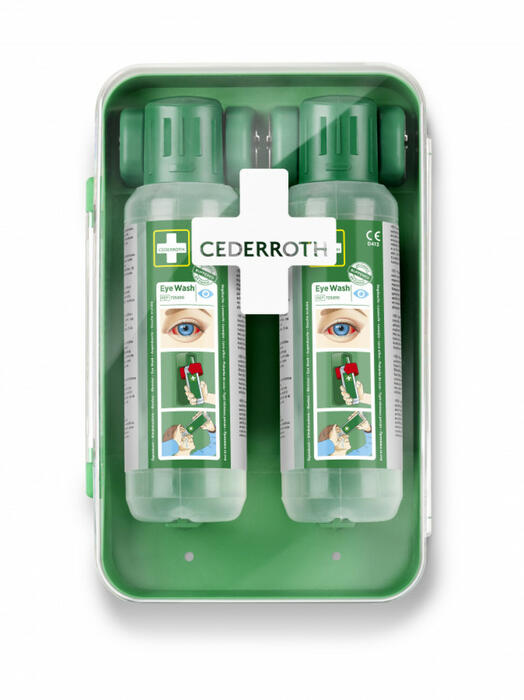 Cederroth acu skalošanas stends 51011040, 2x 500 ml, 1.1 kg, kompakts, caurspīdīgs vāks, automātiska atvēršana (51011040)