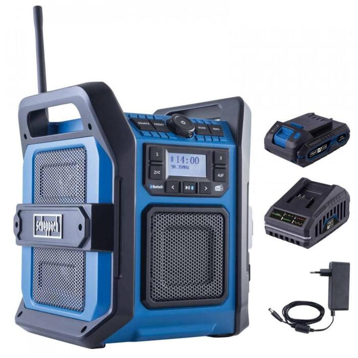 Scheppach Аккумуляторное радио C-DAB30-X 5909291900, 20 V, DAB+, FM, Bluetooth, USB-A, USB-C, 30 W, IP65 (5909291900)