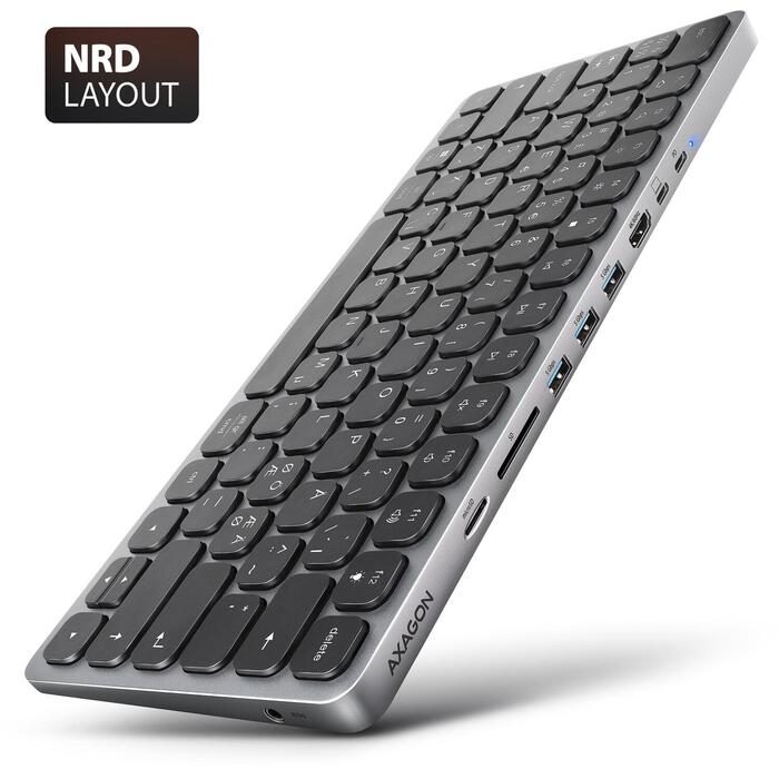 Axagon Klawiatura HMC-KB-NRD USB-C 5Gbps z