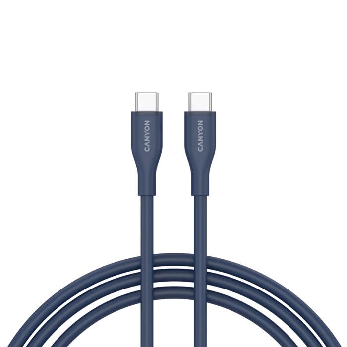 Кабель с подключением USB C к USB C быстрой зарядкой 60 Вт и силиконовым покрытием CC60SC10 C-C 60W 1 m Silicon Темно Синий CNS-CC60SC10DB CANYON (CNS-CC60SC10DB)