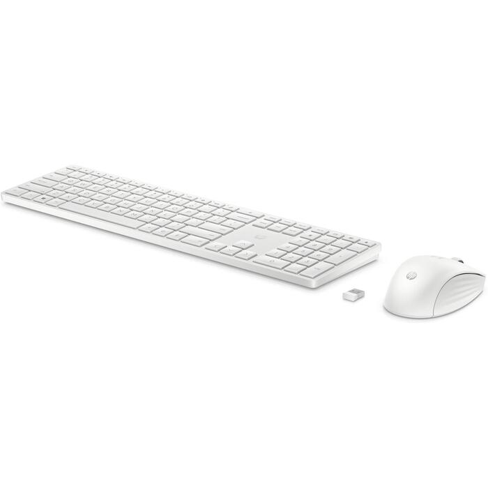 HP 655 bezvadu tastatūras un peles komplekts 860P8AA#ABB, balts, QWERTY, 2.4 GHz, 10 m, 4000 DPI, 3 pogas, USB Type-A uztvērējs (860P8AA#ABB)