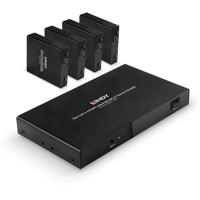 Lindy I/O EXTENDER HDMI 38262 70m, 4K@60Hz, 4 порта, HDR, PoC, 2 года гарантии (38262)