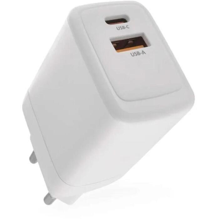 Emos Универсальное USB настенное зарядное устройство GaN V04G45, 45 Вт, 100–240 В, 2xUSB, быстрая зарядка, защита от перегрузки (V04G45)