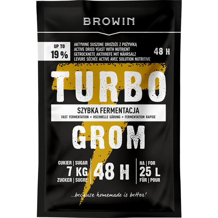 Browin Turbo Grom 48h дрожжи для дистилляции 403190, 0.15кг, 25л, 48ч, дрожжи для брожения (403190)