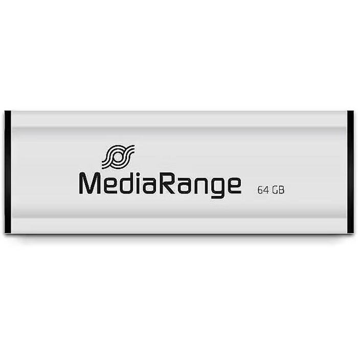 Mediarange USB флеш-накопитель MR917, 64 ГБ, USB 3.2 Gen 1, скорость чтения 80 МБ/с, скорость записи 25 МБ/с, черный/серебристый (MR917)