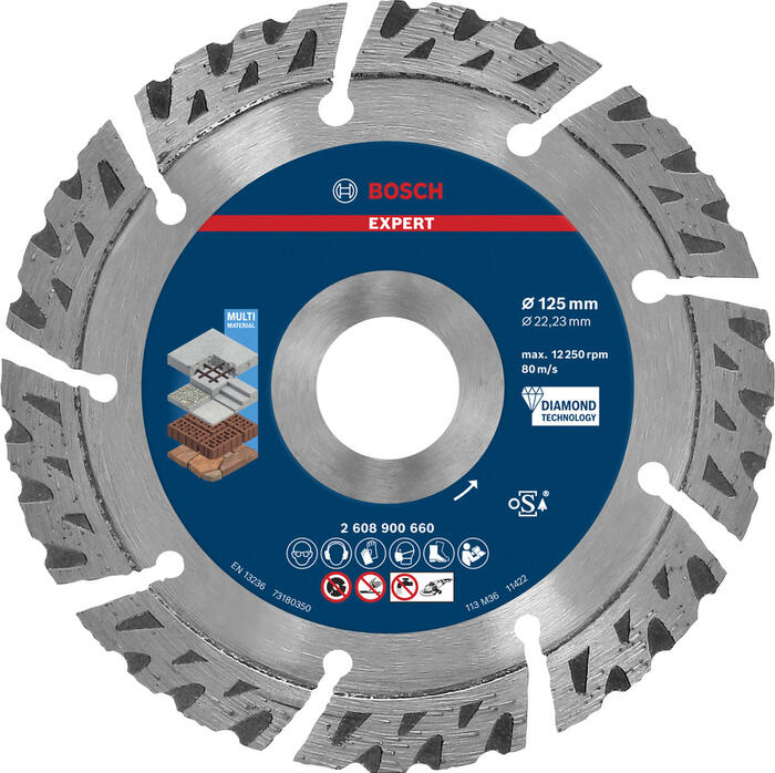 Dimanta griešanas disks EXPERT MULTI MATERIAL, ilgmūžīgs, 125 mm, 2608900660, BOSCH (2608900660)