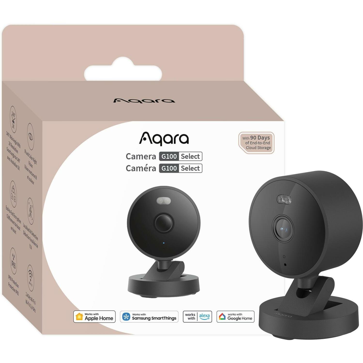 Aqara сетевой камера CH-C08D-B, 2K разрешение, IP65, 2-сторонний звук, AI обнаружение человека, Wi-Fi 6, черный (CH-C08D-B)