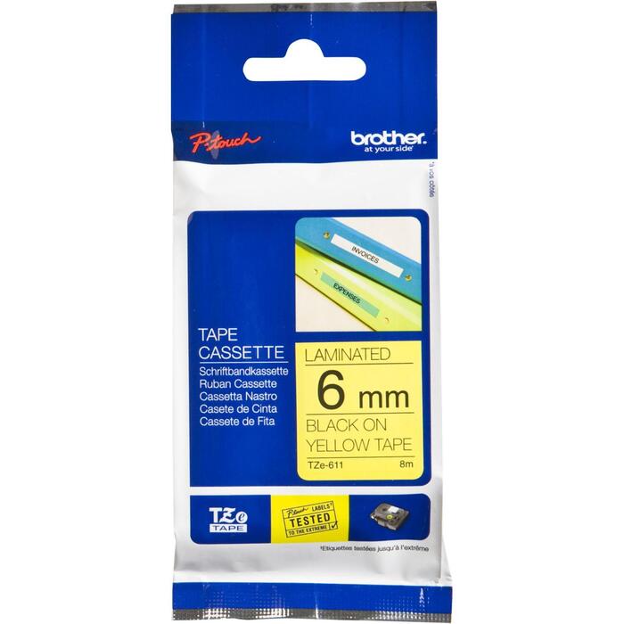 Brother Laminēta lente TZE-611, 6mm, 8m
