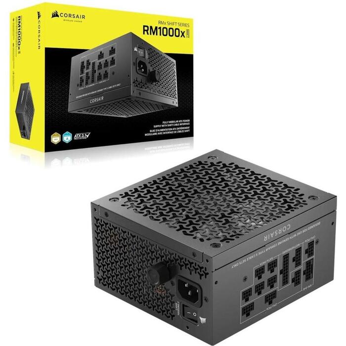 Corsair barošanas bloks RM1000x SHIFT CP-9020300-EU, 1000W, 140mm ventilators, Cybenetics Gold, ATX12V 3.1, PCIe 5.1 (CP-9020300-EU)