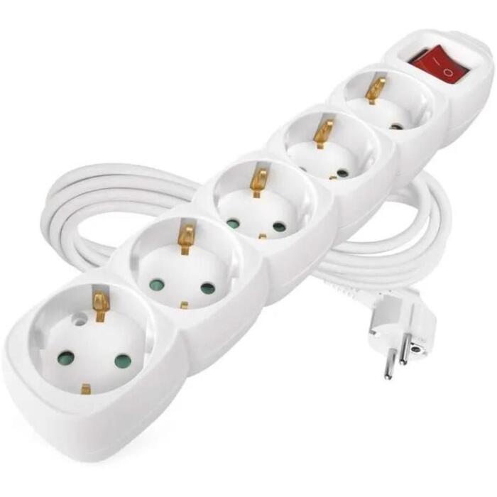 Emos Удлинитель P1523R, 3м, 5x2P+PE, PVH, 3680W, с выключателем, защита от детей (P1523R)