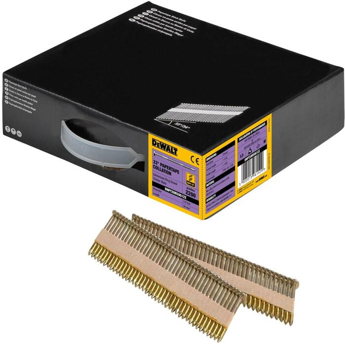 Dewalt Гвозди 50mm x 2.8mm 34° Бумажная Лента 2200 Шт, Гальванизированные, Сталь, Кольцевой Стержень (DNPT28R50G12Z)