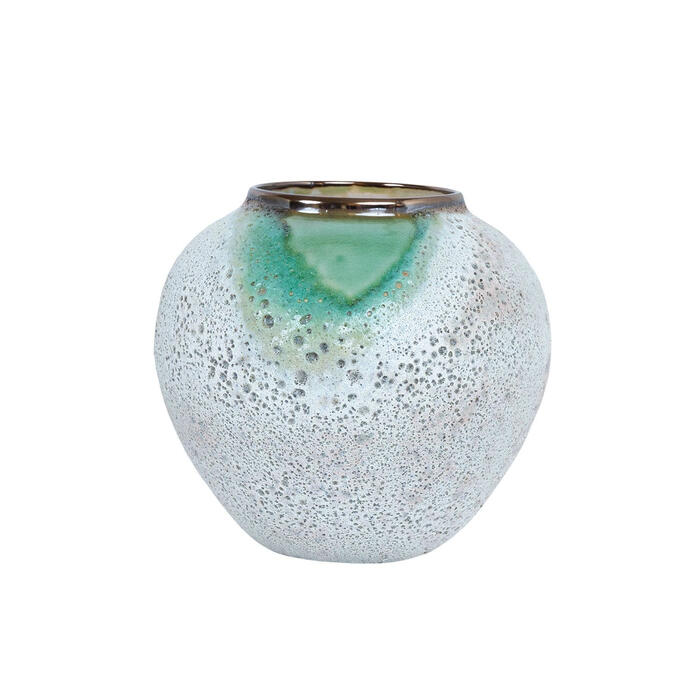 HOME4YOU Vāze TITAN STONE H18cm, zaļš/balts