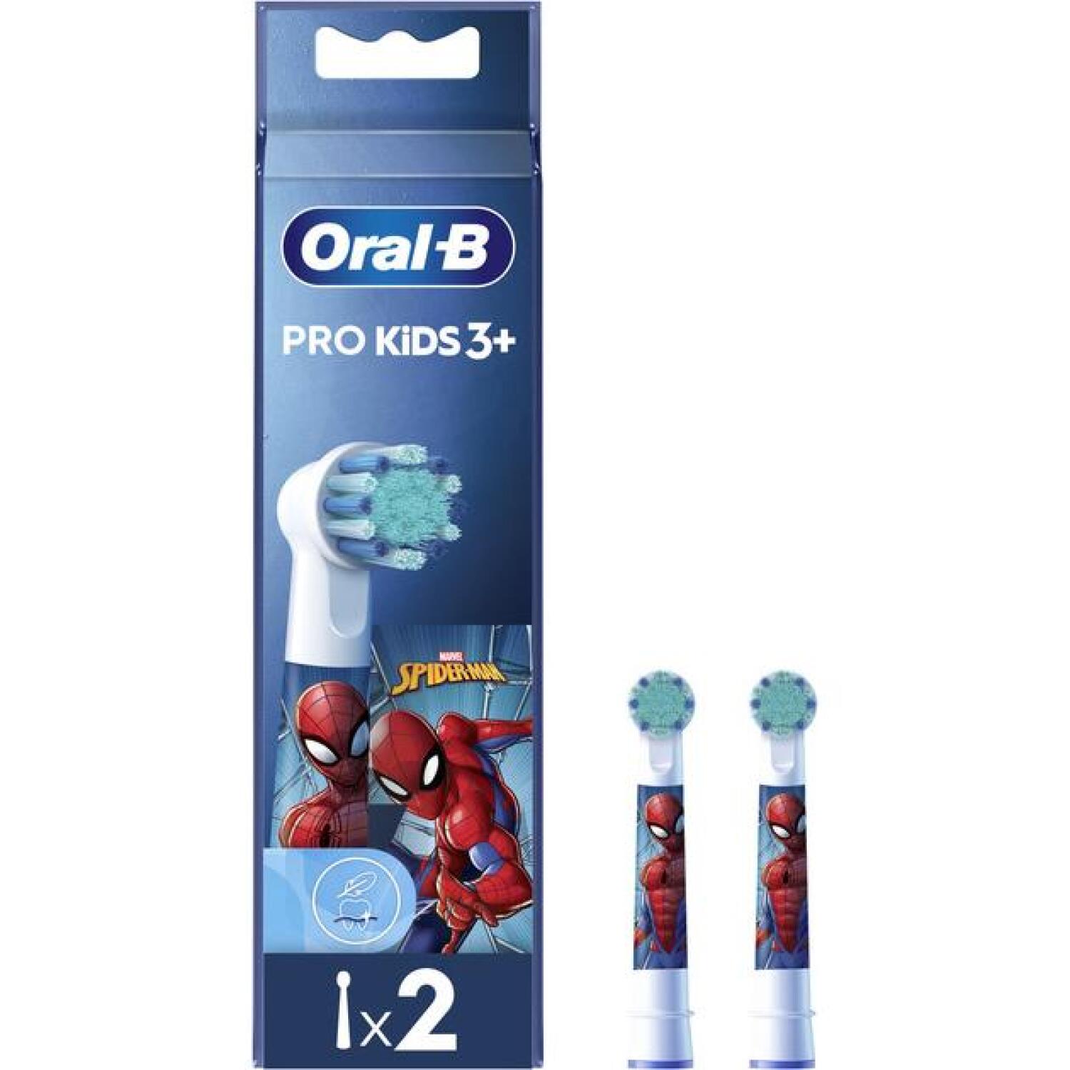Braun elektriskās zobu birstes uzgalis EB10-2 Spiderman EB10S-2K.SPIDERMAN, 2 gab, mīksti sari, bērnu dizains, balts, plastmasa (EB10-2 Spiderman)