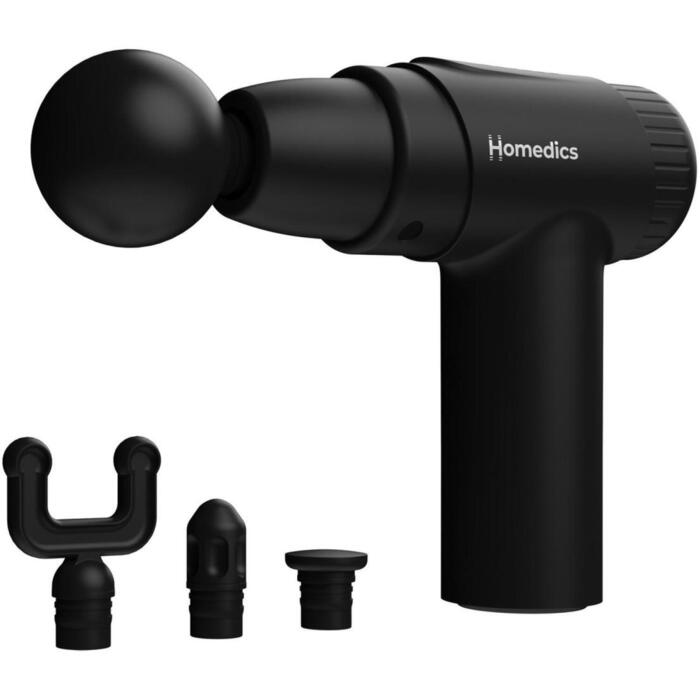 Homedics Masāžas ierīce PGM-45BK, 6 ātrumi, 4 uzgaļi, USB uzlāde, 3h darbības laiks (PGM-45BK)