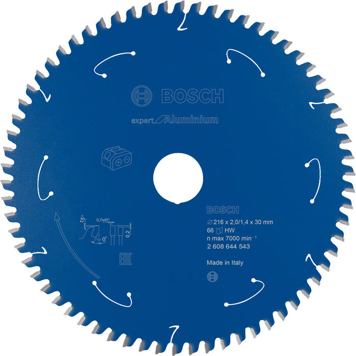 Expert for Aluminium 216x30x2/1.4x66T, Paneļzāģiem EXPERT FOR ALUMINIUM BEZVADU ZĀĢIEM PAREDZĒTI RIPZĀĢA ASMENS, 2608644543, BOSCH (2608644543)