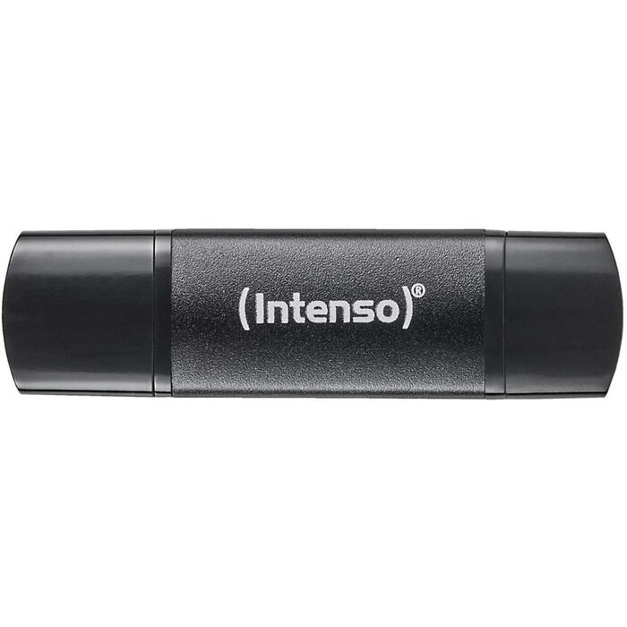 Intenso USB zibatmiņa 3544490, 64 GB, USB 3.2 Gen 1, lasīšanas ātrums 70 MB/s, melna, alumīnijs, OTG saderīga (3544490)