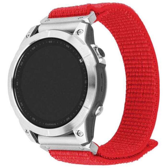Fixed Спортивный ремешок для Garmin QuickFit 22mm FIXNST2-QF22MM-RD, 160-210 мм, красный, нейлон, устойчивый к поту (FIXNST2-QF22MM-RD)