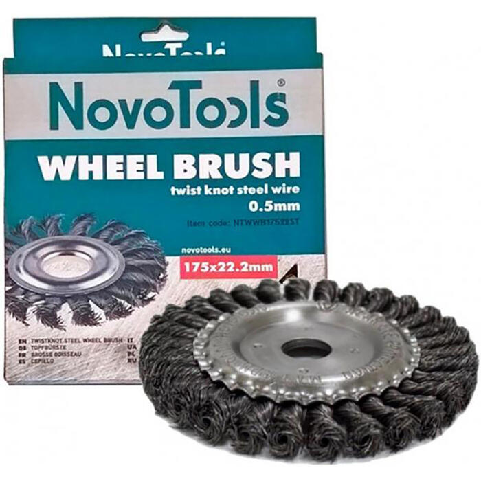 Diskveida birste M14 150mm, pīti tērauda sari NOVOABRASIVE (NTWWB15022ST)