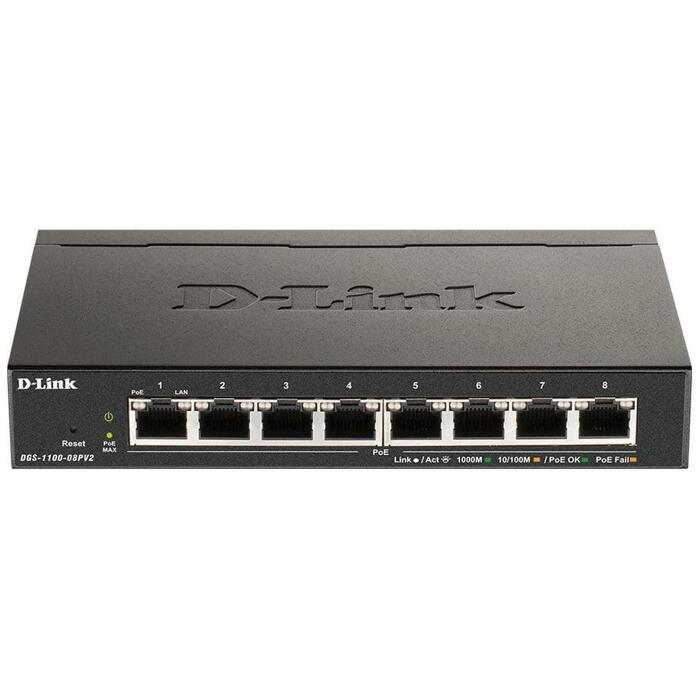 D-Link komutators DGS-1100-08PV2, 8x 10/100/1000 Mbps