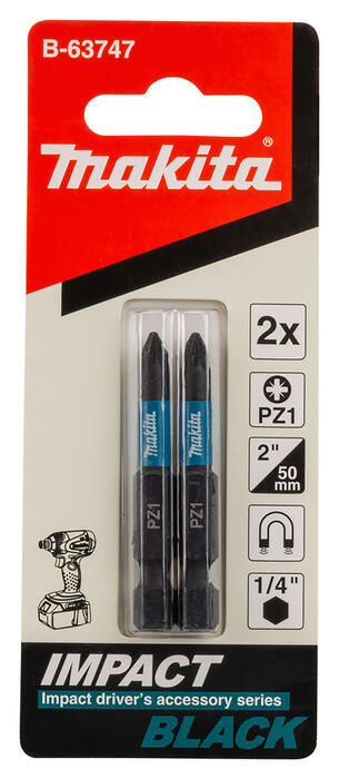Skrūvgrieža uzgalis PZ1X50MM IMPACT BLACK, B-63747
