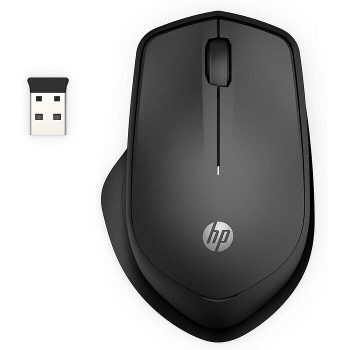 HP 285 6G4E6AA#ABB bezvadu datorpele, 1200 DPI, 10 m, 3 pogas, klusais klikšķis, ergonomisks, melna (6G4E6AA#ABB)