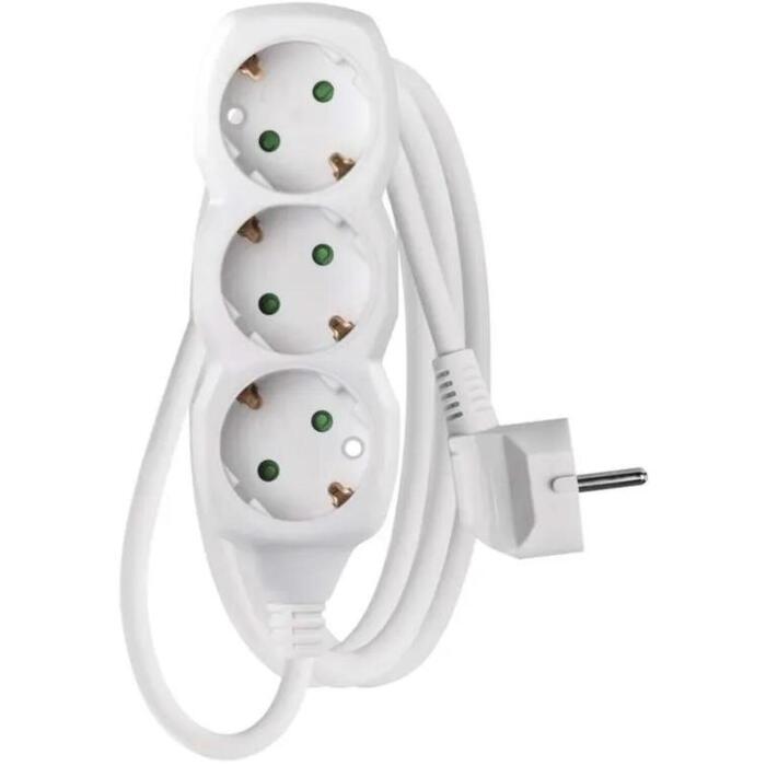Emos Удлинитель P0321R, 1,5м, 3×2P+PE, белый, PVC, 3680W, защита от детей (P0321R)