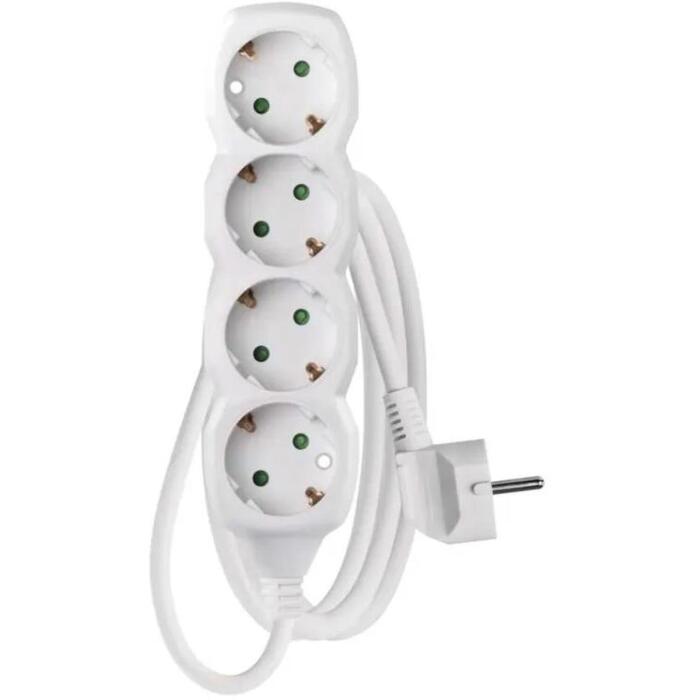 Emos Удлинитель P0421R, 1,5м, 4x2P+PE, белый, ПВХ, 3680Вт, защита от детей (P0421R)