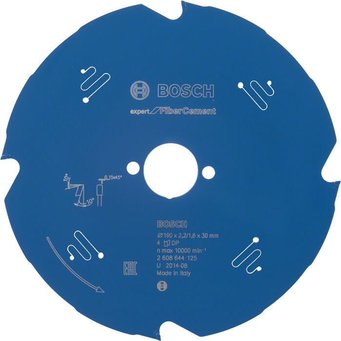 Ripzāģa disks FiberCement 190x30x2.2/1.6xZ4, Rokas ripzāģiem RIPZĀĢA ASMENS EXPERT FOR FIBRE CEMENT, 2608644125, BOSCH (2608644125)