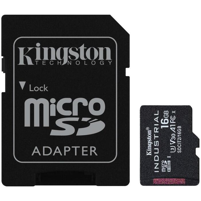 Kingston microSDHC карта SDCIT2/16GB, 16 ГБ, UHS-I, 100 МБ/с, 80 МБ/с, A1, V30, U3, SD адаптер (SDCIT2/16GB)