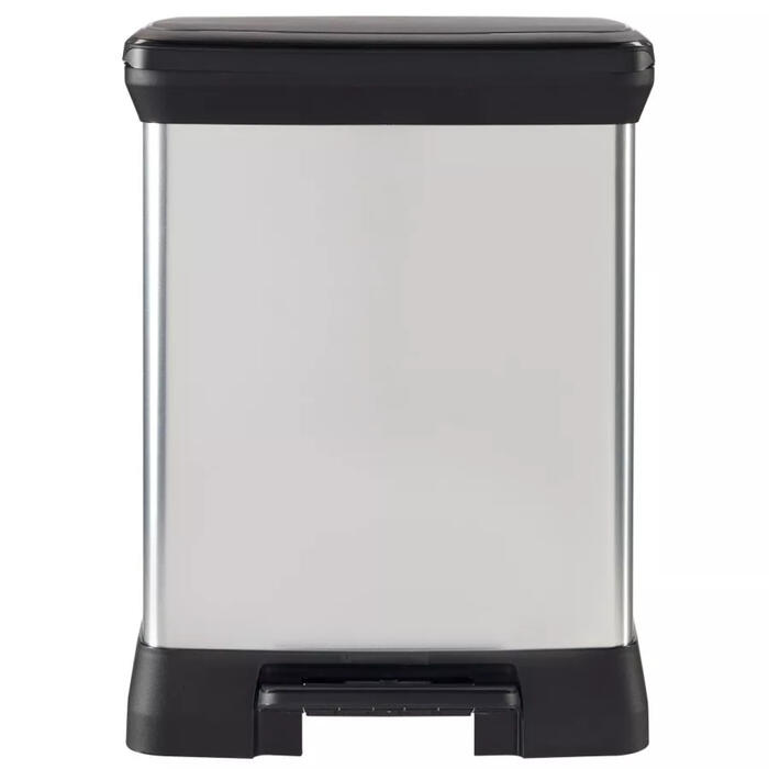 Curver Deco Bin Duo 0802165582, педальное ведро для мусора, 10+18л, 29x39x50.5см, пластик, серебристый (0802165582)