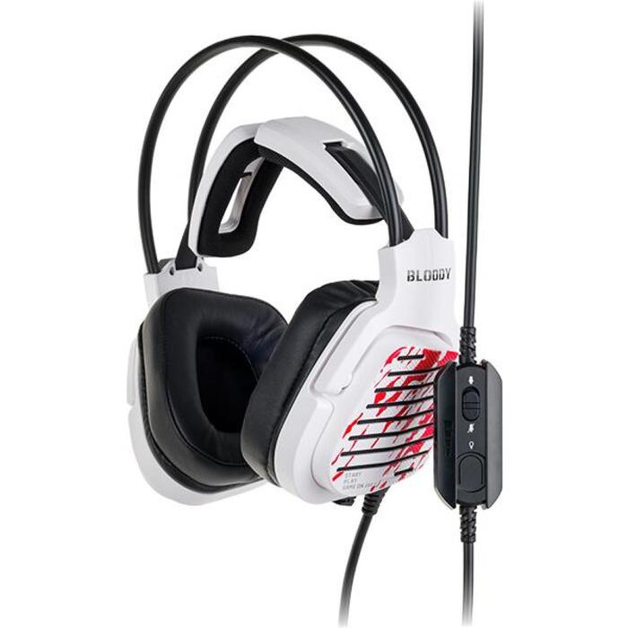 A4Tech Наушники A4TSLU47749, 643g, Белый, 105dB±3, Проводные, 16Ω, 2m, Закрытые, Виртуальный 7.1, Оголовье, 20Hz-20KHz (A4TSLU47749)