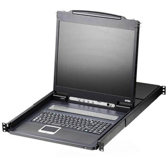 Aten 8-Port PS/2-USB VGA 19" LCD KVM переключатель CL1308N-ATA-AG, 1280x1024@75Hz, 8 компьютеров, 2 уровня пароля (CL1308N-ATA-AG)