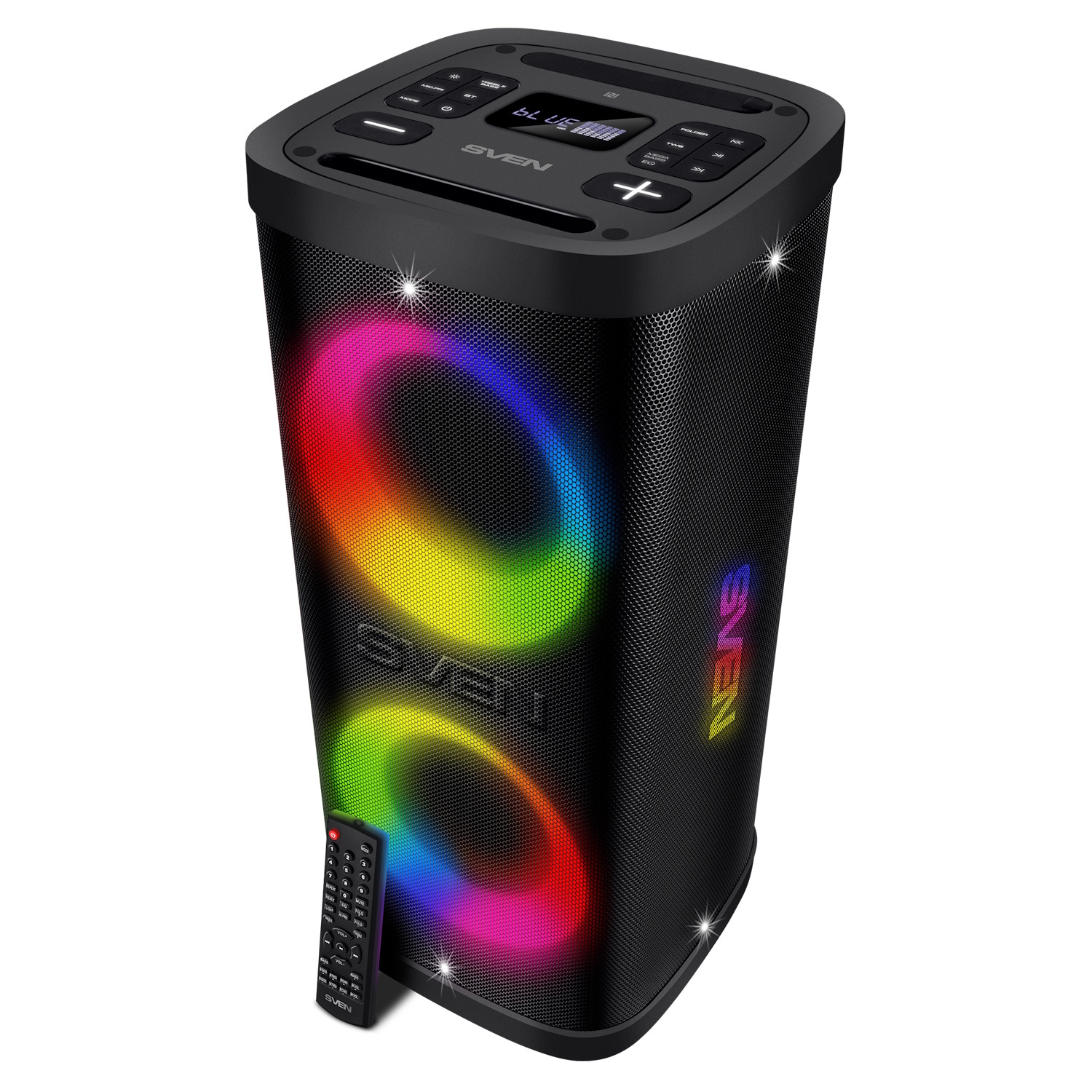 Портативная Bluetooth колонка PS-950 2×80 W (160 W RMS) TWS IPX4 FM USB microSD LED дисплей с аккумулятором Чёрный SV-022396 SVEN (SV-022396)