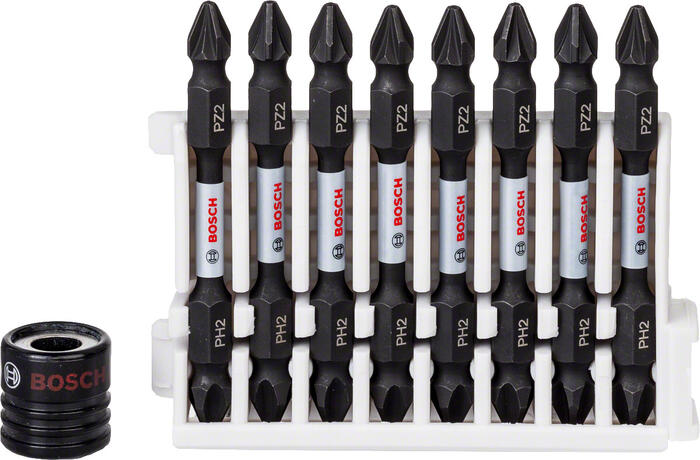 Divpusēju skrūvgrieža uzgaļu komplekts, izturīgs S2 tērauds, 65 mm, 9 gab., 2608522334, BOSCH (2608522334)