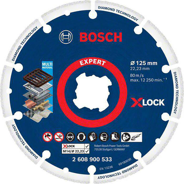 Dimanta griezējdisks X-LOCK 125x22.23 2608900533 Bosch (2608900533)
