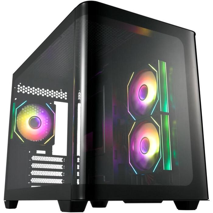 Fsp корпус S380 S380-BA, Micro ATX, Mid Tower, черный, 3x ARGB вентилятора, закаленное стекло, USB Type-C, 445мм GPU (S380-BA)