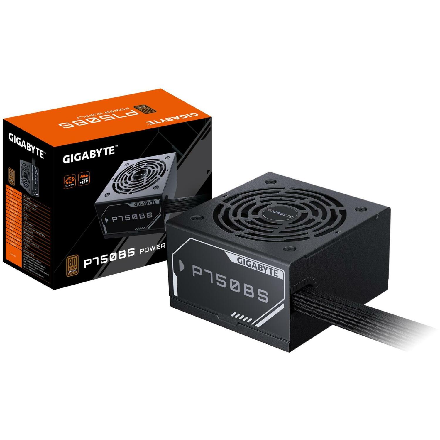 Gigabyte Datora barošanas bloks GP-P750BS, 750W, 200-240V, 50/60Hz, 80 PLUS Bronza, 120mm ventilators, aktīvā dzesēšana (GP-P750BS)