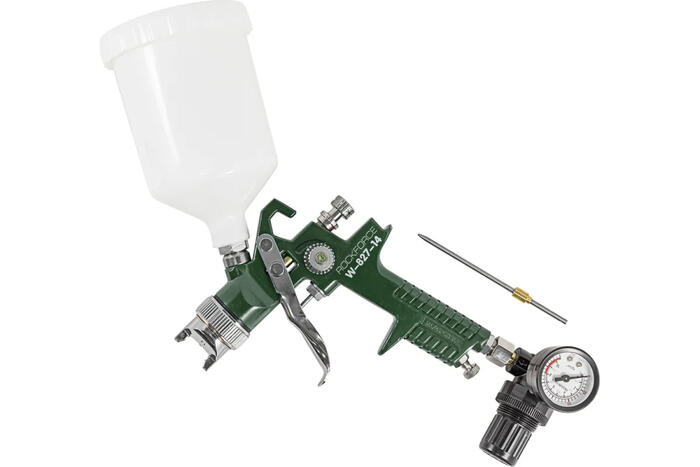 Rockforce krāsošanas pistole RF-W-827-14, 0.6l, 1.4mm, 1.7mm, 3.5bar, 250l/min, 180-250mm, augšējais tvertne (RF-W-827-14)