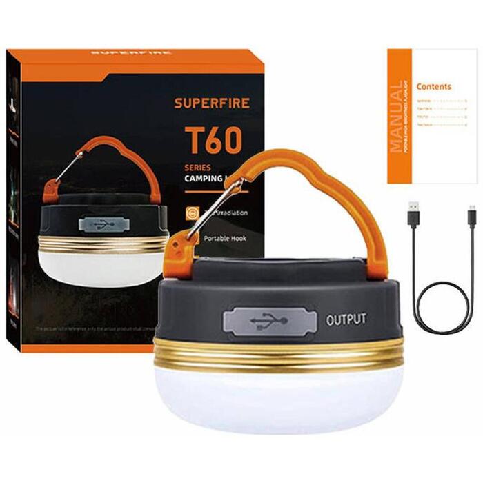 Superfire Kempinga lampa T60, 2,5W