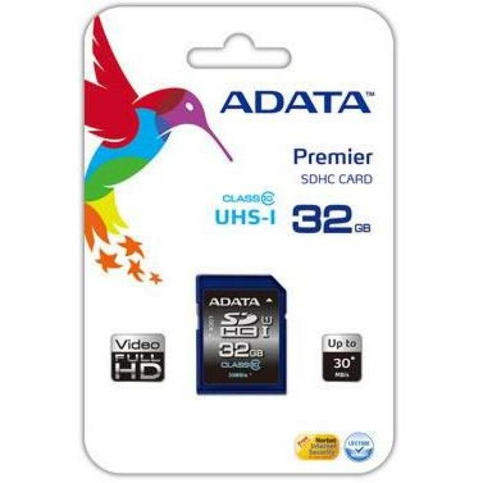 Adata Карта памяти ASDH32GUICL10-R, 32GB, 30MB/s, 10MB/s, UHS-I, устойчивость к рентгену, ECC, термостойкость (ASDH32GUICL10-R)