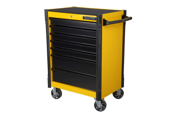 Instrumentu rati, K10773, KAMASA TOOLS, 7 atvilktnes, dzeltena, izturīga konstrukcija, centrālā slēdzene (K10773)