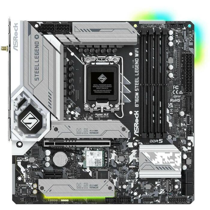 Asrock B760MSTEELLEGENDWIFI, 12+1+1 fāzes, DDR5 7200MHz