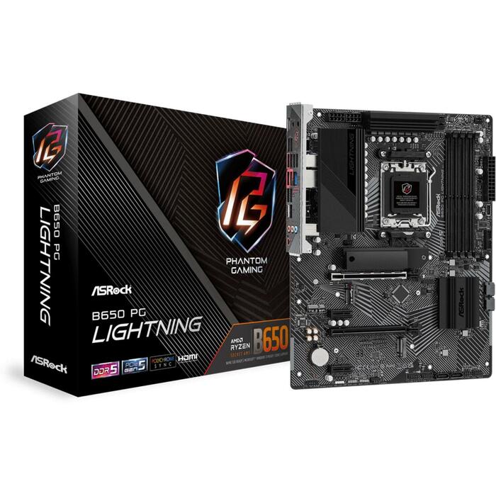 Asrock Mātesplate B650PGLIGHTNING, atbalsta AMD Ryzen 7000, 14+2+1 fāzes, 4 x DDR5 DIMM, 1 x PCIe 5.0 x16, 1 x HDMI (B650PGLIGHTNING)