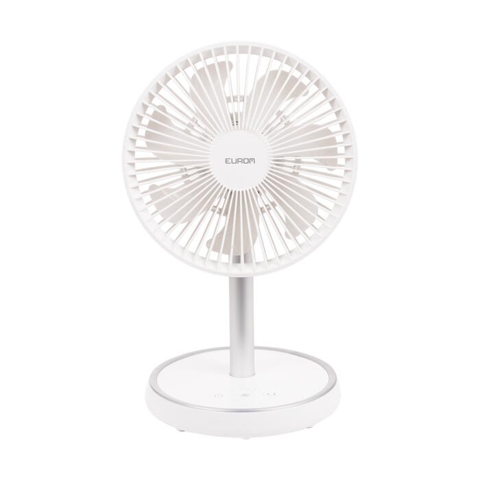 Eurom Vento Cordless Telescopic bezvadu teleskopiskais ventilators telpu dzesēšanai 10W akumulators oscilācija 4 ātrumi pārnēsājams balts (384635)