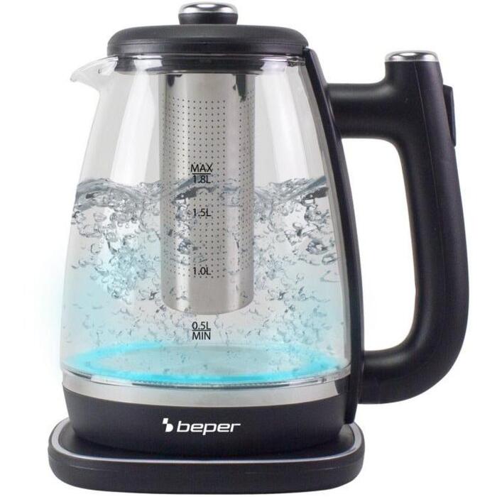 Beper Чайник P101BOL200, 2200 W, 1.8 л, 360° поворот, скрытый нагревательный элемент, LED подсветка, автоотключение (P101BOL200)
